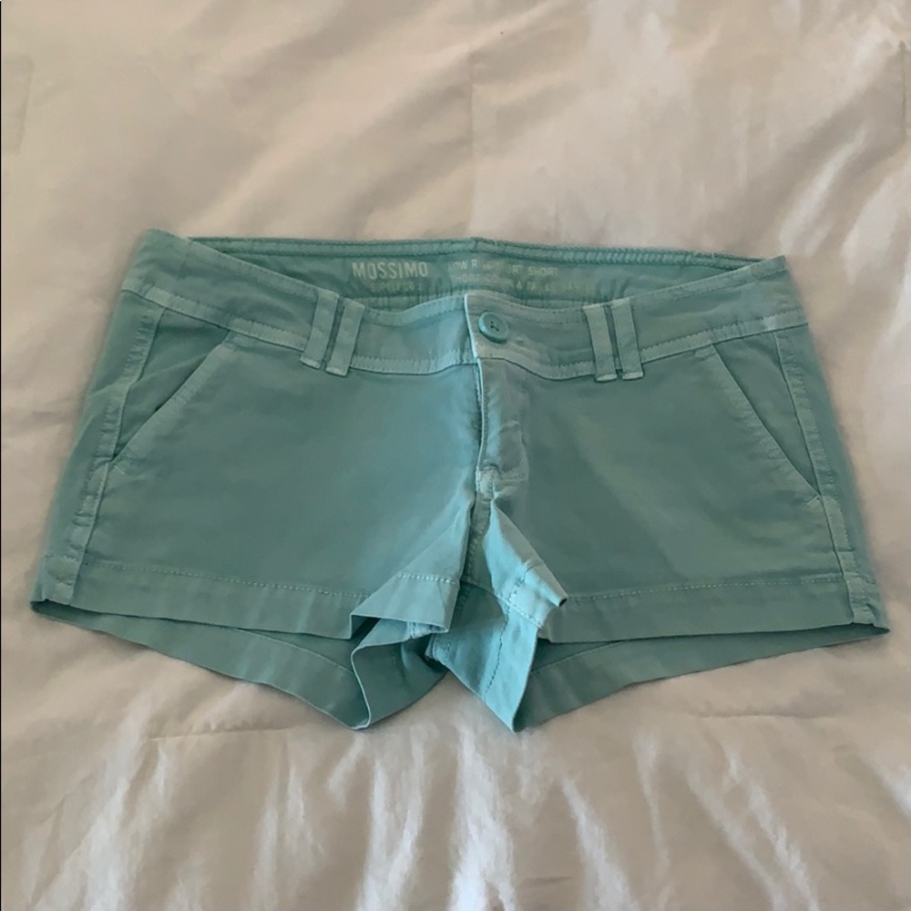 light blue low rise short shorts